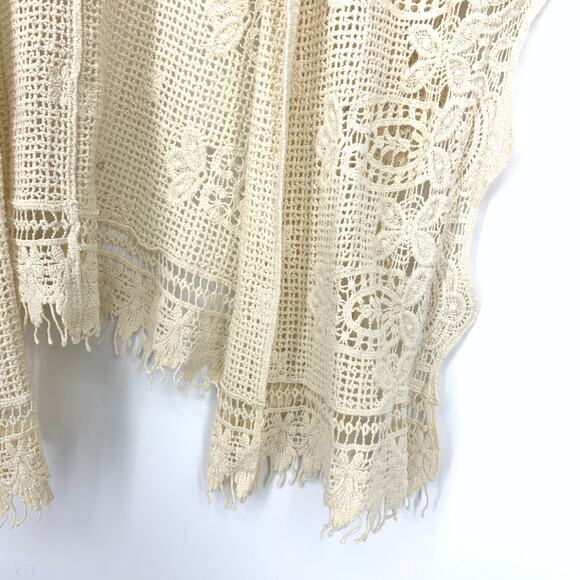 Soft Surroundings Crochet Wrap Womens One Size Cream Open Front + Sides - Picture 4 of 5